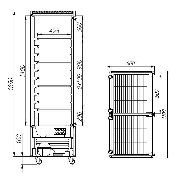 Кондитерская витрина CARBOMA R800C LATIUM (D4 VM 800‑1), 2 дверцы, полки‑решётки 