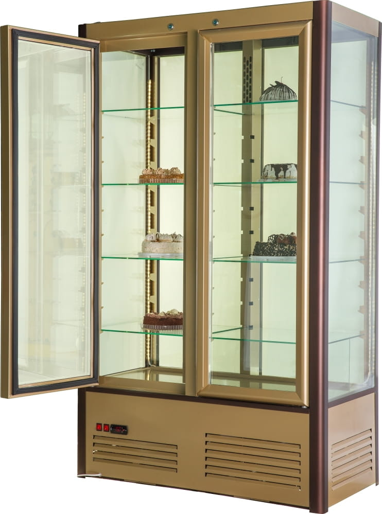 Кондитерская витрина CARBOMA R800C LATIUM (D4 VM 800‑1), 2 дверцы, полки‑решётки 