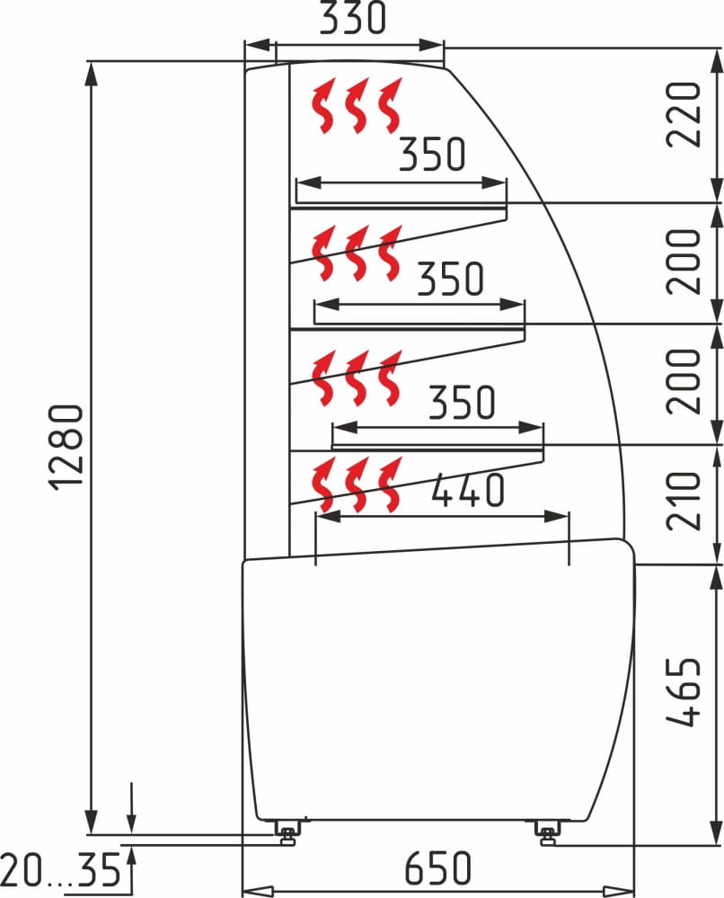 Тепловая витрина CARBOMA FLANDRIA LIGHT K70 SH 0,9‑1