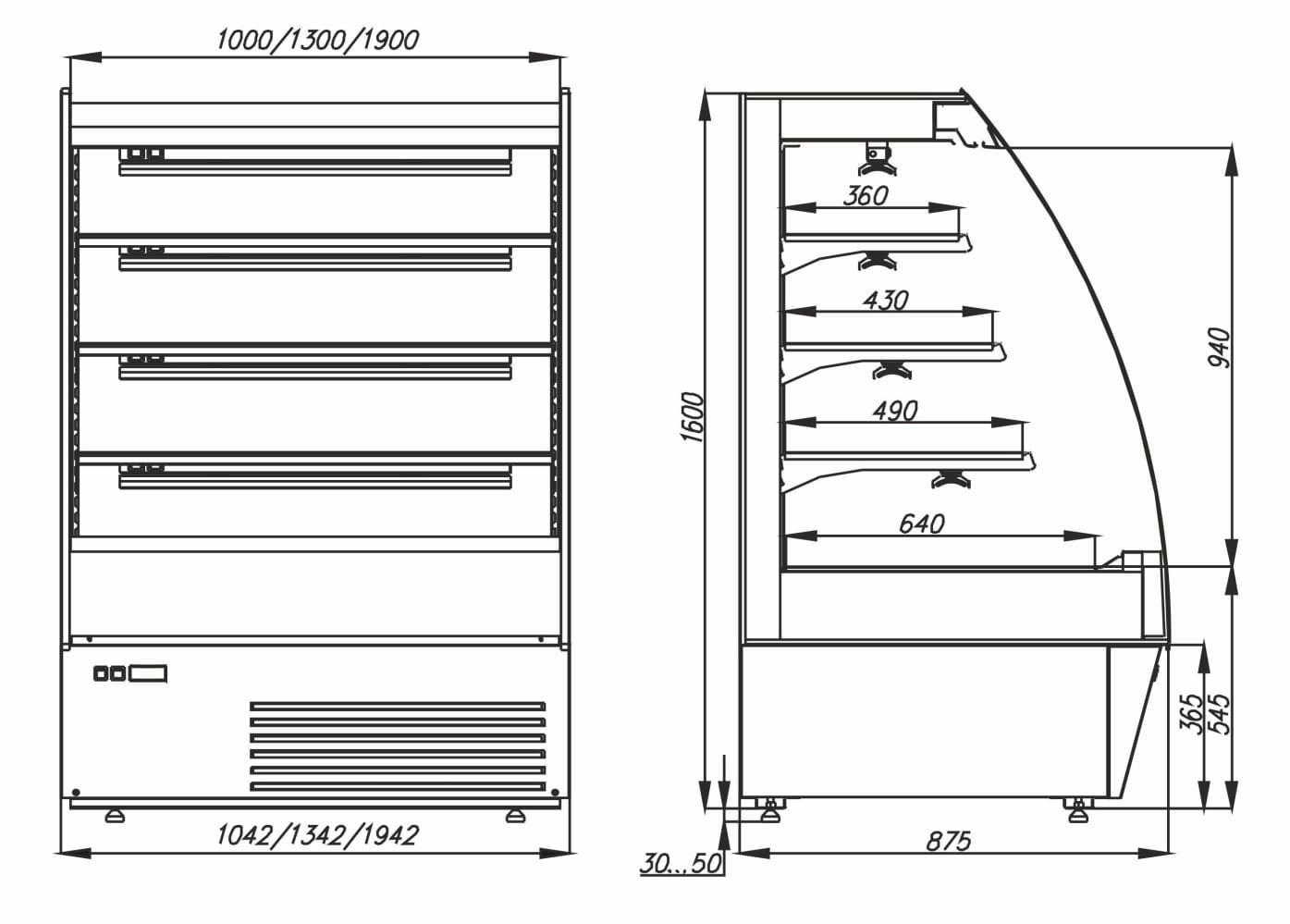Тепловая горка CARBOMA 1600/875 BT‑1,9 TOKYO (F 16‑08 SH 1,9‑2) 