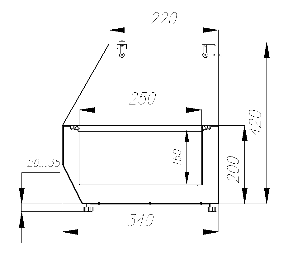 Холодильная витрина CARBOMA IKI A30 SM 1,6‑G (7 GN 1/4) 