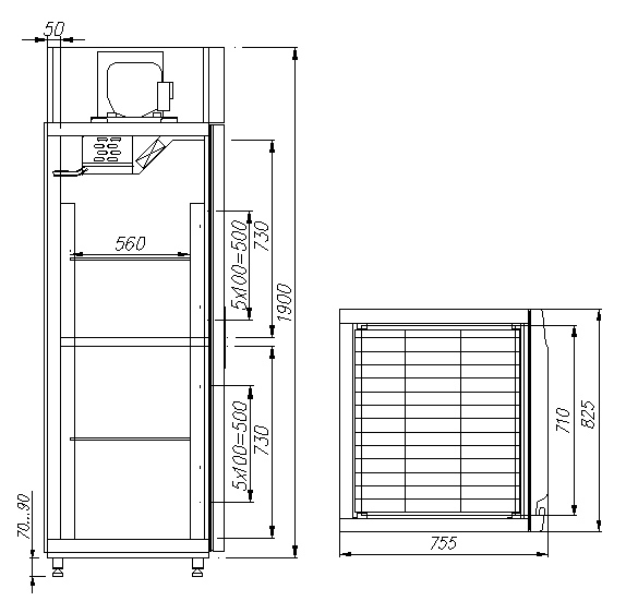 Комбинированный шкаф CARBOMA RF700 INOX 