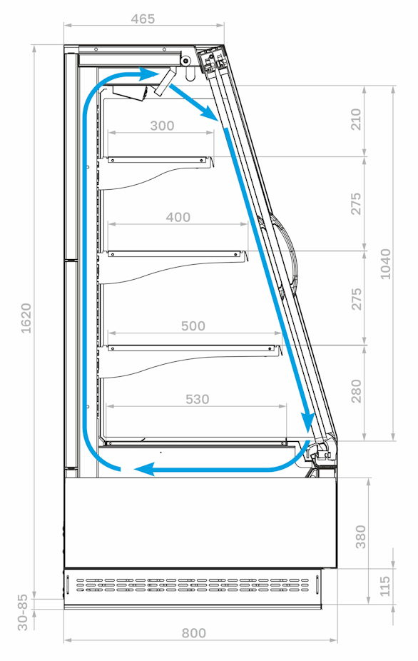 Холодильная горка CARBOMA TOKYO 2 STANDARD F16‑08 VV 1,0‑1 X1 2.0 (боковины из металла) 