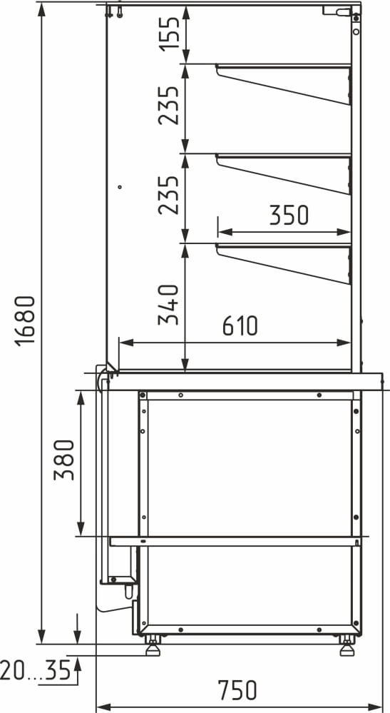 Нейтральная витрина CARBOMA BORNEO 2 KC80 N 1,2‑21 башня открытая 
